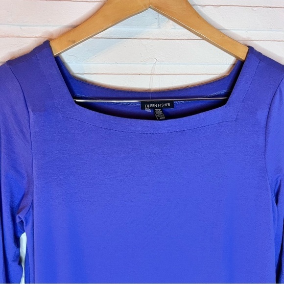 Eileen Fisher Periwinkle 3/4 Sleeve Square Neck Shift Dress, Women’s Size Medium - Picture 3 of 7